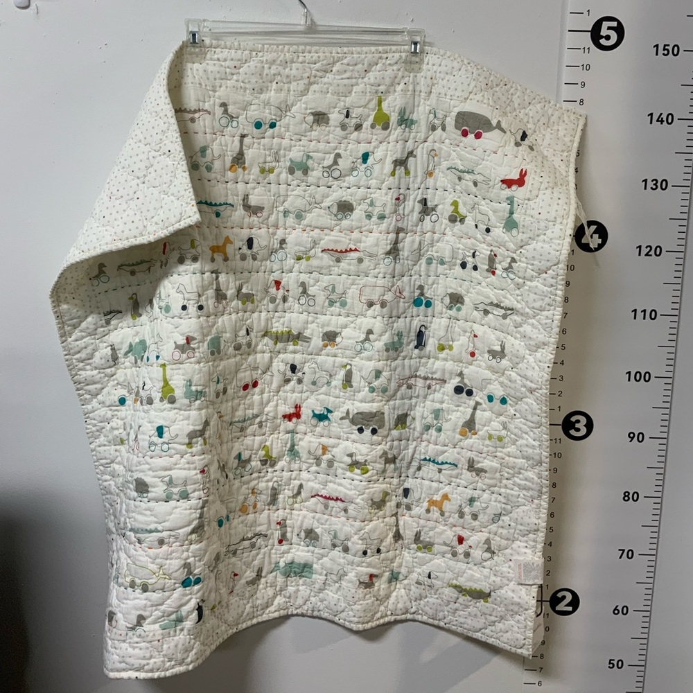Pehr Kids Quilted Animal Print Blanket - White with Multi Color Accents